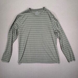 Free Fly Mens Bamboo Performance Long Sleeve T-Shirt Green Striped Size L